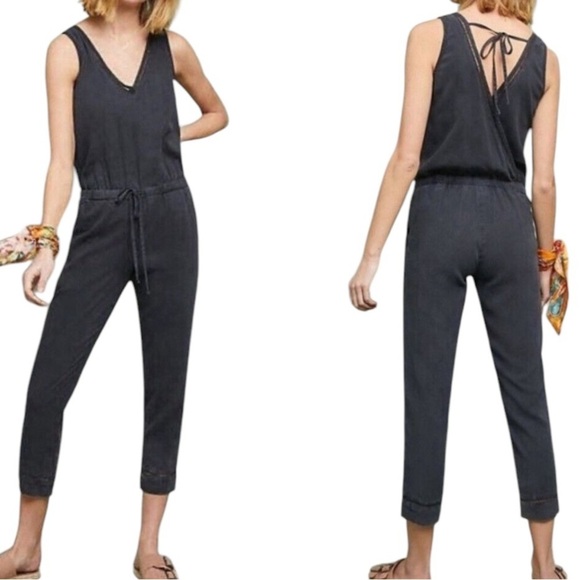 Cloth & Stone Women Medium Grey Tencel Cropped Jumpsuit NWOT - Picture 1 of 16